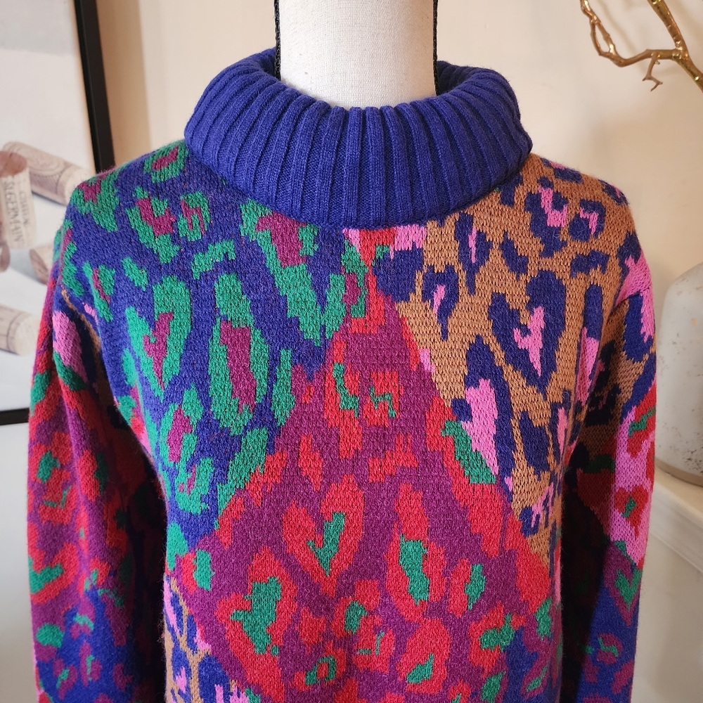 🔥FARM Rio Mixed Leopard Pop Sweater Dress - Picture 6 of 17